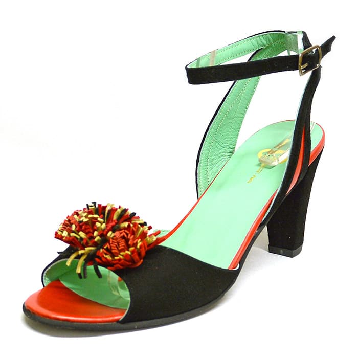 sandales femme grande taille du 40 au 48, velours noir rouge, talon de  9 cm et plus, mode talon haut habillee sandales talons hauts, chaussures pour l'été