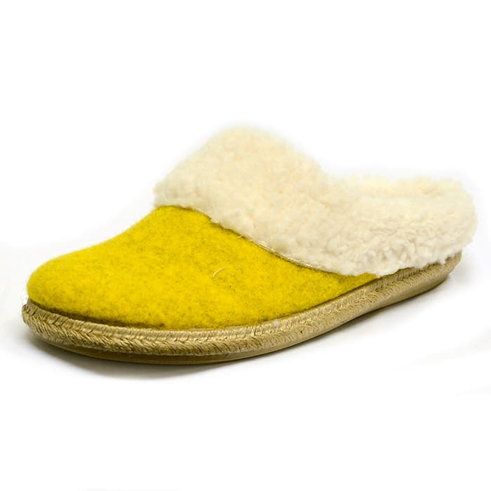 chaussons femme grande taille du 40 au 48,  jaune, talon de 0,5 à 2 cm, plates souples confort detente, toutes saisons