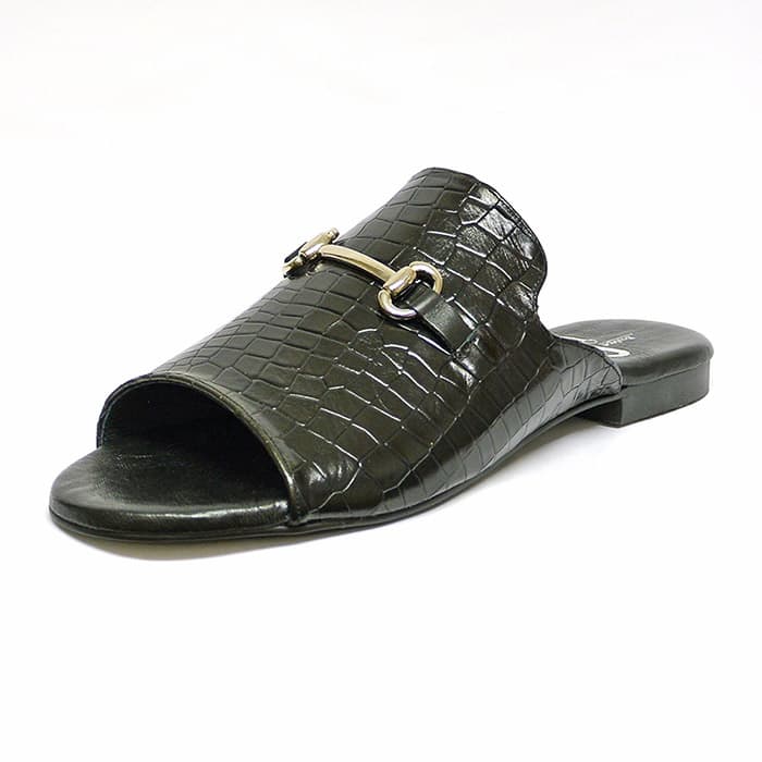mules femme grande taille du 40 au 48, croco noir, talon de 0,5 à 2 cm, plates sandales plates detente, chaussures pour l'été
