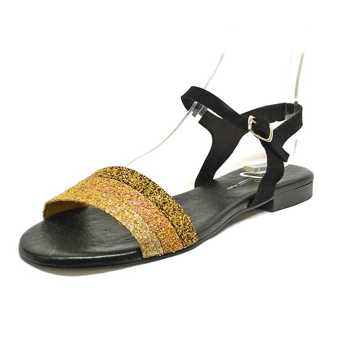 sandales femme grande taille du 40 au 48, cuir lisse multicolore noir, talon de 0,5 à 2 cm, plates sandales plates detente, chaussures pour l'été