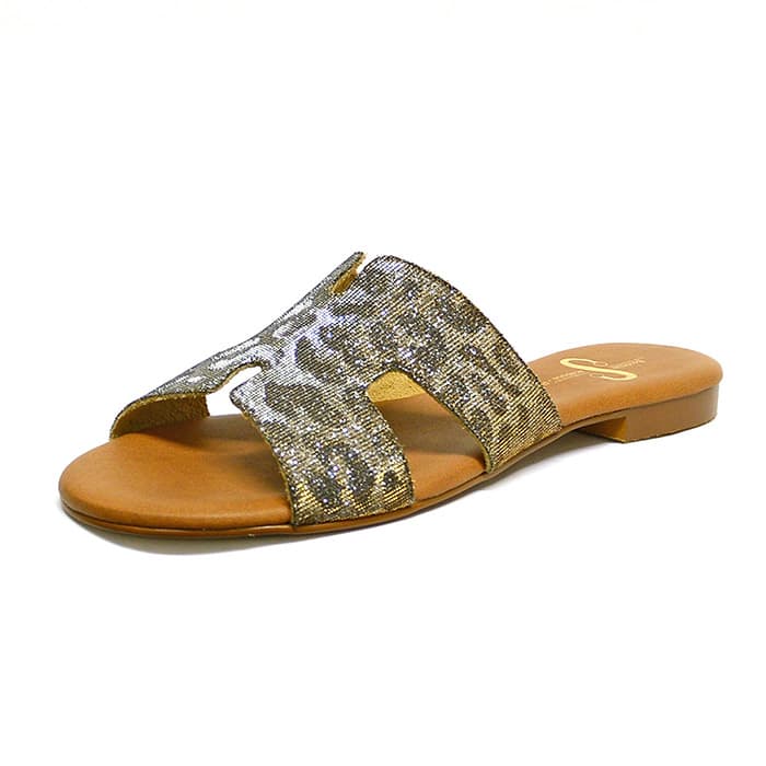 mules femme grande taille du 40 au 48, irisé metallise, talon de 0,5 à 2 cm, tendance sandales plates detente, chaussures pour l'été