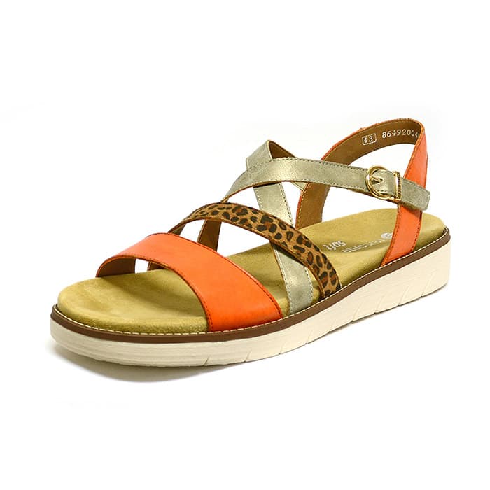 sandales femme grande taille du 40 au 48, cuir lisse gris multicolore orange, talon de 3 à 4 cm, plates sandales plates confort detente, chaussures pour l'été
