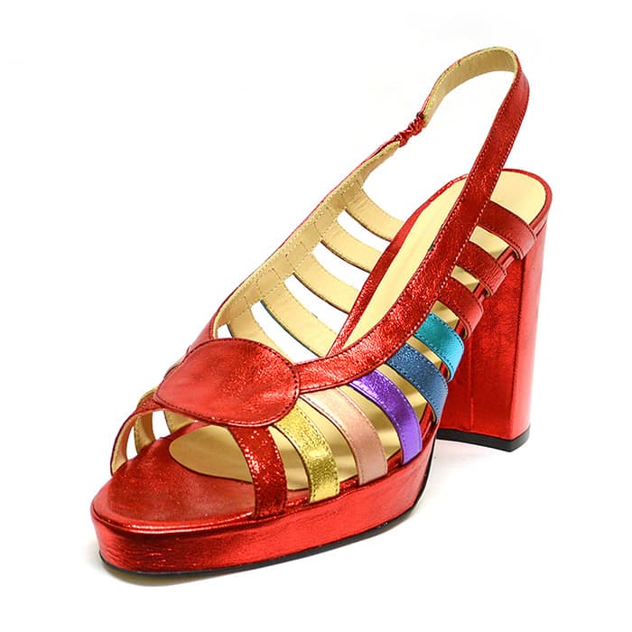 sandales femme grande taille du 40 au 48, irisé multicolore rouge, talon de  9 cm et plus, à patins de soiree gay sandales talons hauts fantaisie, toutes saisons