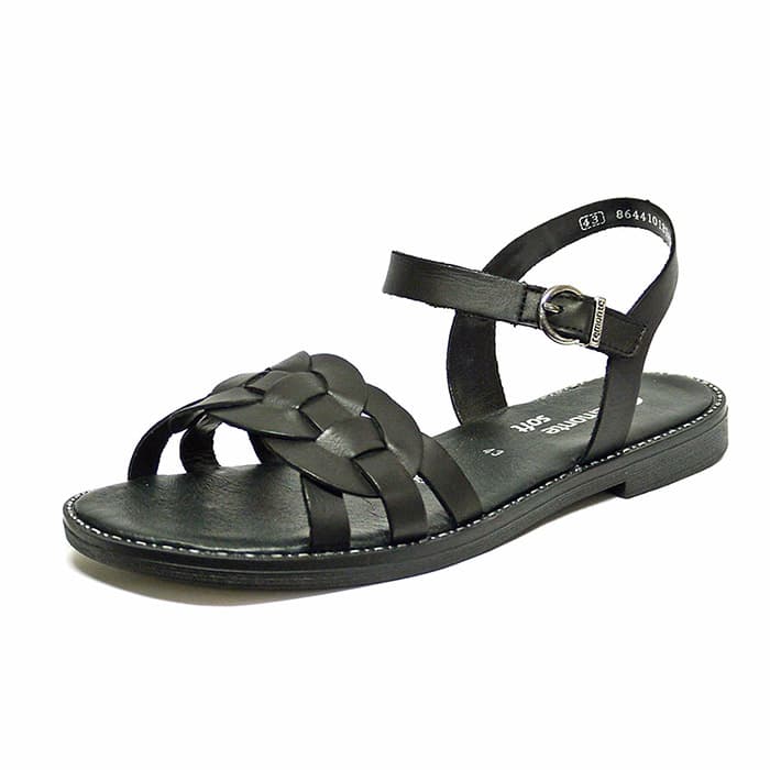 sandales femme grande taille du 40 au 48, cuir lisse noir, talon de 0,5 à 2 cm, sandales plates souples confort detente, chaussures pour l'été
