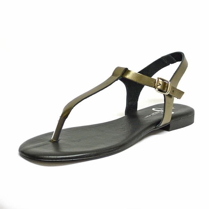 sandales femme grande taille du 40 au 48, cuir lisse bronze metallise, talon de 0,5 à 2 cm, plates sandales plates detente, chaussures pour l'été