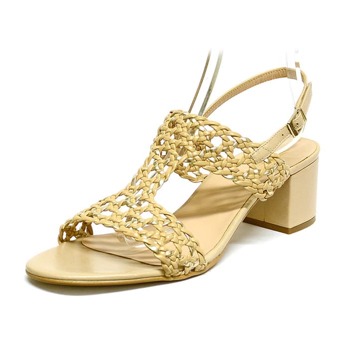 sandales femme grande taille du 40 au 48, cuir lisse beige, talon de 5 à 6 cm, mode detente, chaussures pour l'été