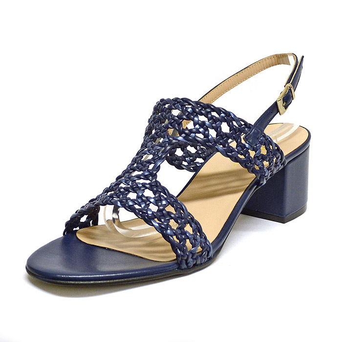 sandales femme grande taille du 40 au 48, cuir lisse bleu, talon de 5 à 6 cm, mode detente, chaussures pour l'été