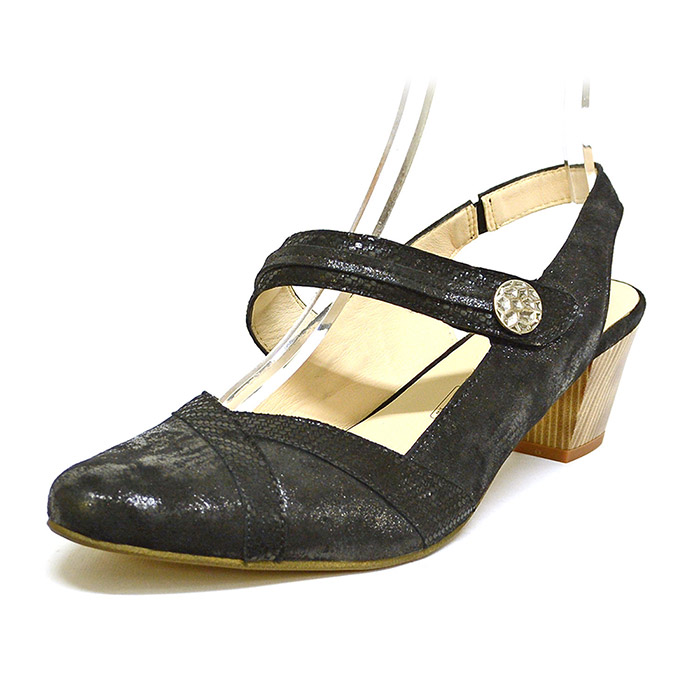 sandales femme grande taille du 40 au 48, irisé noir, talon de 5 à 6 cm, habillee confort, toutes saisons