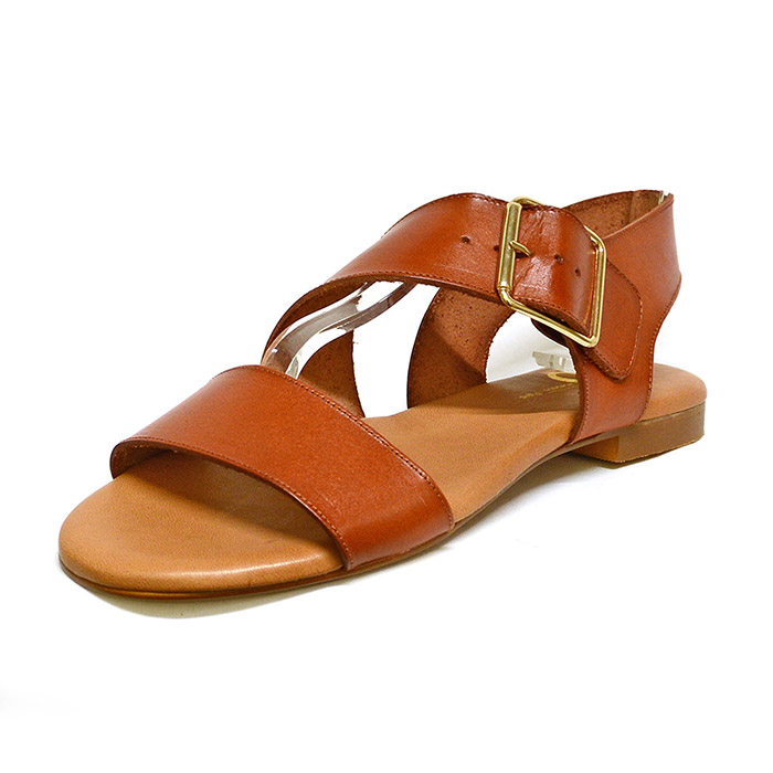 sandales femme grande taille du 40 au 48, cuir lisse marron, talon de 0,5 à 2 cm, plates sandales plates detente, chaussures pour l'été