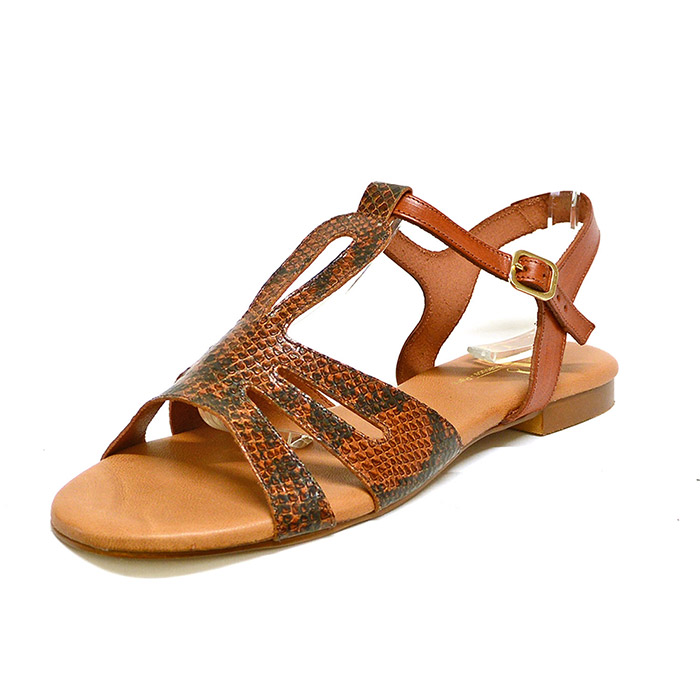 sandales femme grande taille du 40 au 48, cuir lisse marron, talon de 0,5 à 2 cm, plates sandales plates detente, chaussures pour l'été