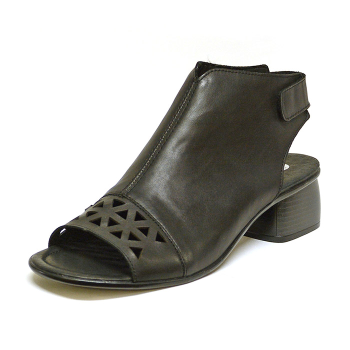 sandales femme grande taille du 40 au 48, cuir lisse noir, talon de 3 à 4 cm, mode souples detente, chaussures pour l'été