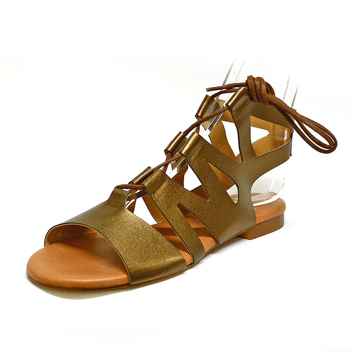 sandales femme grande taille du 40 au 48, cuir lisse bronze, talon de 0,5 à 2 cm, mode plates sandales plates detente, chaussures pour l'été